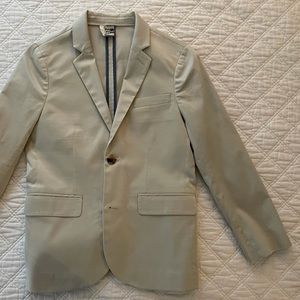 J crew boys poplin sport coat / blazer in stone/ light tan sz 10 vgc
